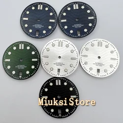 31mm black blue green silver watch dial 6 o’clock date window green luminous fit NH35 movement