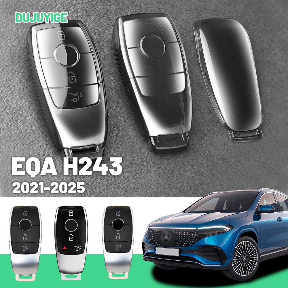Clear TPU Car Key Case For Mercedes-Benz EQA H243 2021-2026 Key Fob Cover Protector Shell Auto Accessories 2022 2023 2024 2025
