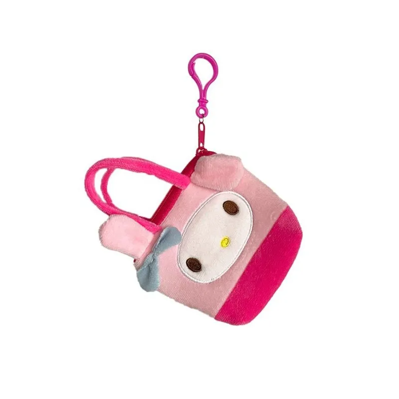 Kawaii Kuromi Hello Kitty My Melody Cinnamoroll PomPomPurin Sanrio lindo bolso de felpa niños bolsos de mano colgante regalo para niñas