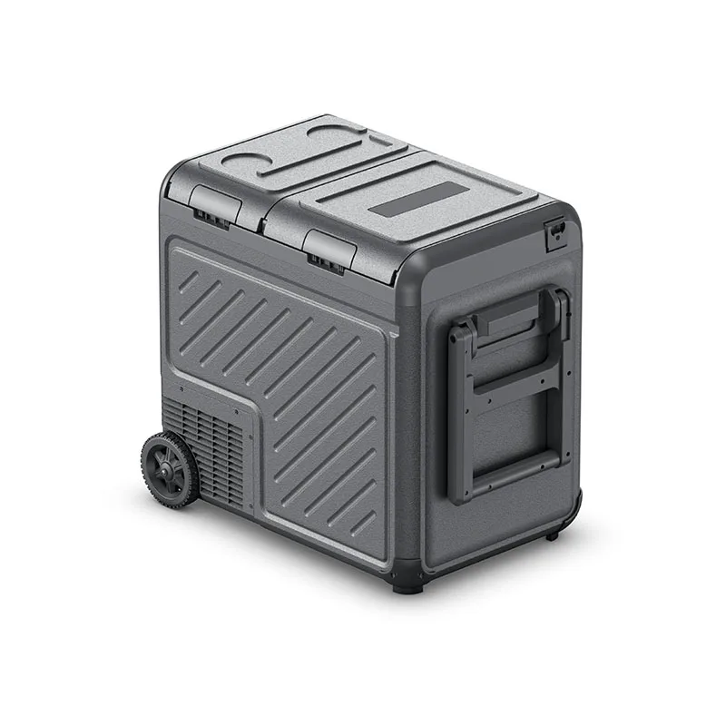 55L Heavy Duty Dual Zone Car Cooler Wheeled Car Refrigerator DC 12V 24V Vehicle Refrigerator Portable Car Freezer for Truck RV