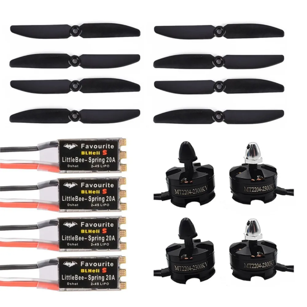 ブラシレスモーターcw/ccw 2300kv 2204 cw/cw,fvt ltlebee 20a blheli-s,fpvレースクアッドマルチコプター用スプリングプロペラ5030