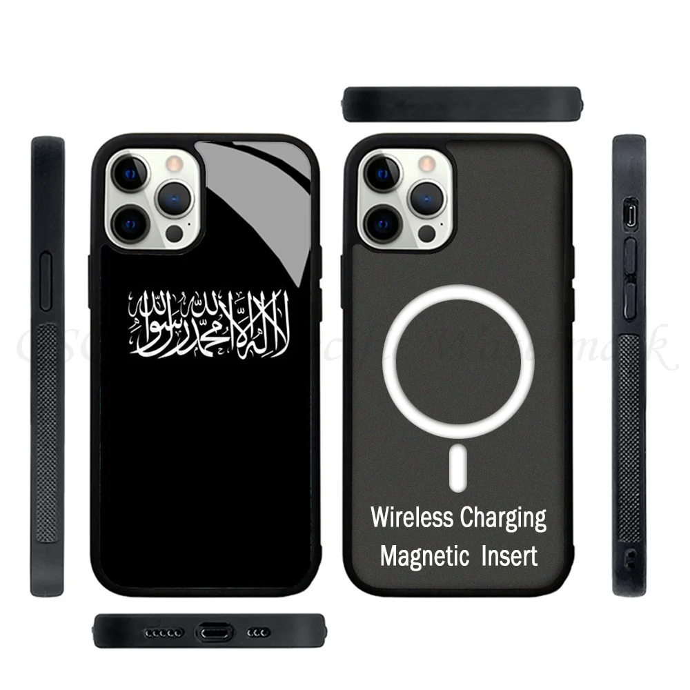 1pc Arabic Shahada Shirt Fasting Ramadan Muslim Tee Gif Phone Case Strong Magnetic For IPhone 15 14 13 Pro Max 11 12 Mini