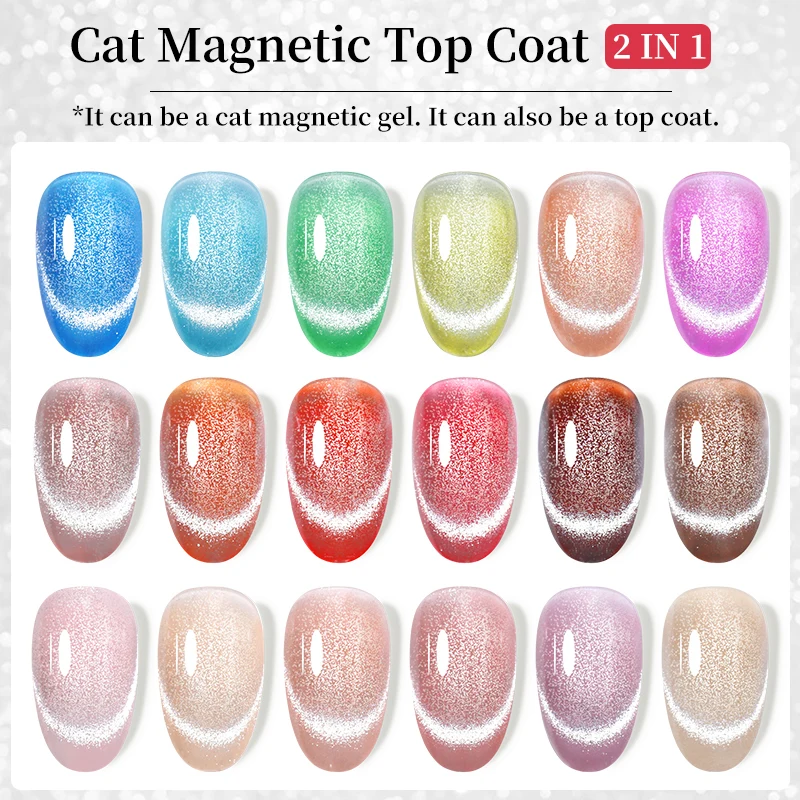 LILYCUTE Snowlight Cat Magnetic Gel Top Coat Super Shine Sliver Glitter Sparkling Effect Semi Permanent Nail Art Gel Varnish