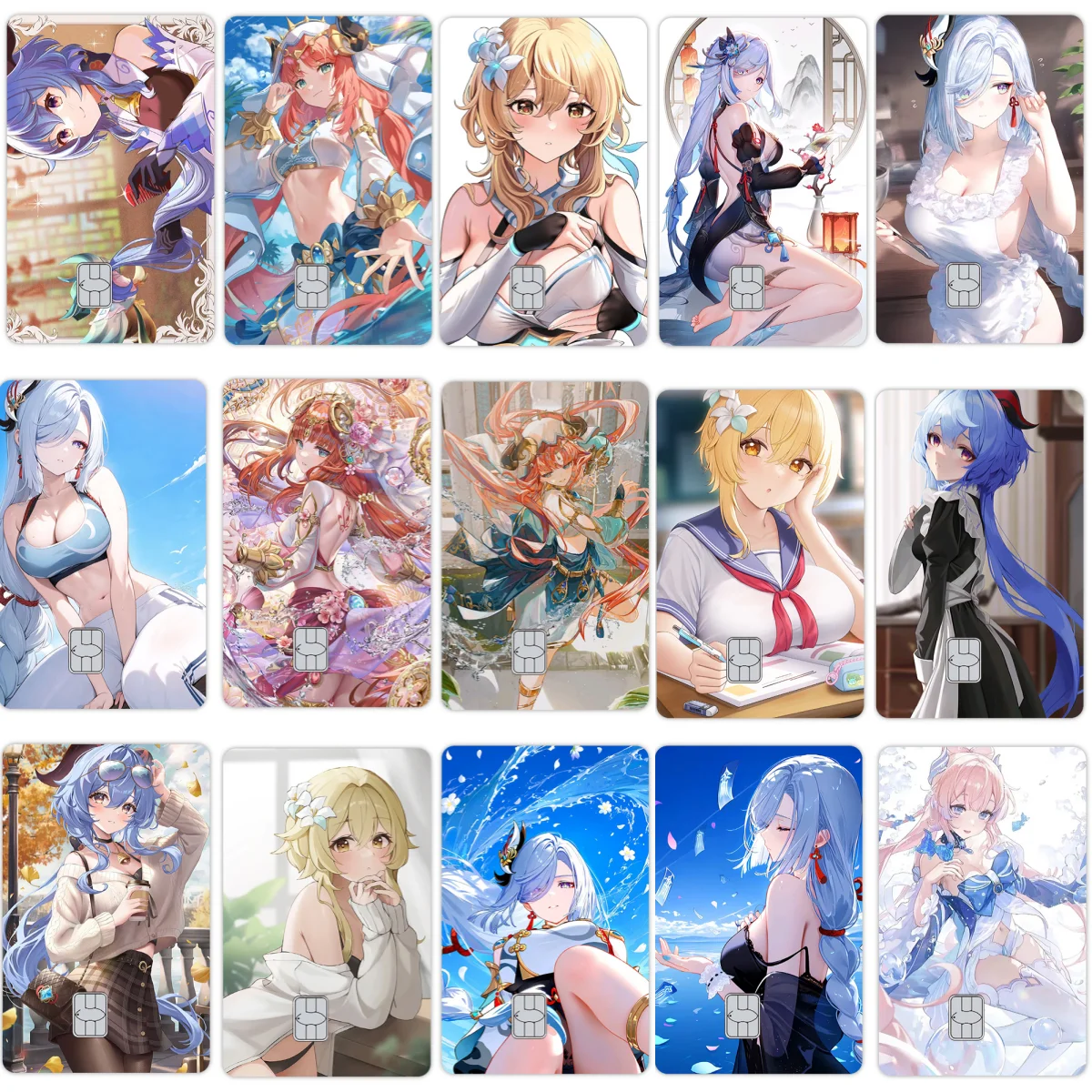 

Diy Anime Cartoon Sexy Genshin Impact Shinny Laser Debit Credit Card Skin Film Stickers for Bank Visa Bus ID License Card Decal