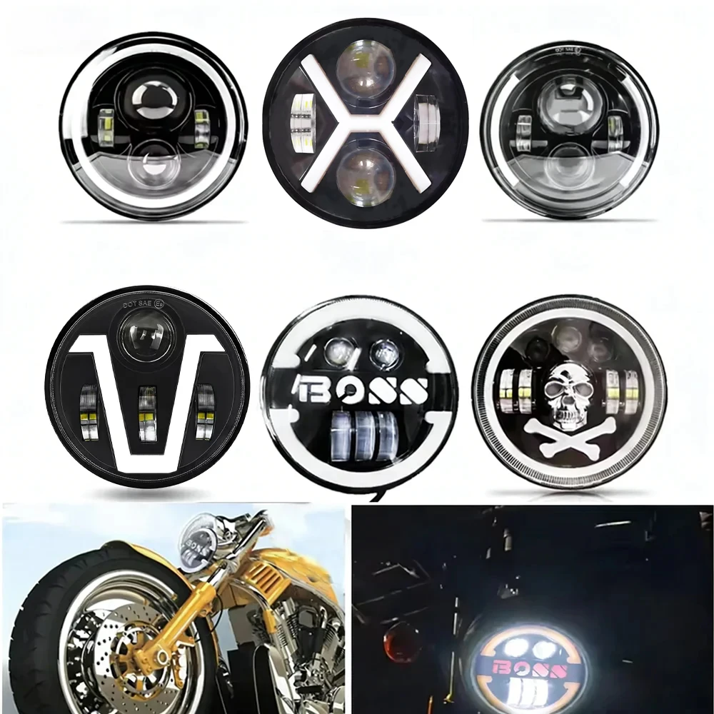 Motorcycle LED Headlight Hi/Low Beam DRL Turn Signal 5.75