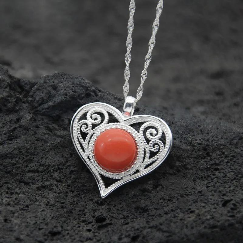 

2026 New Ethnic Style Heart Pendant Necklace for Women, Fashion Jewelry