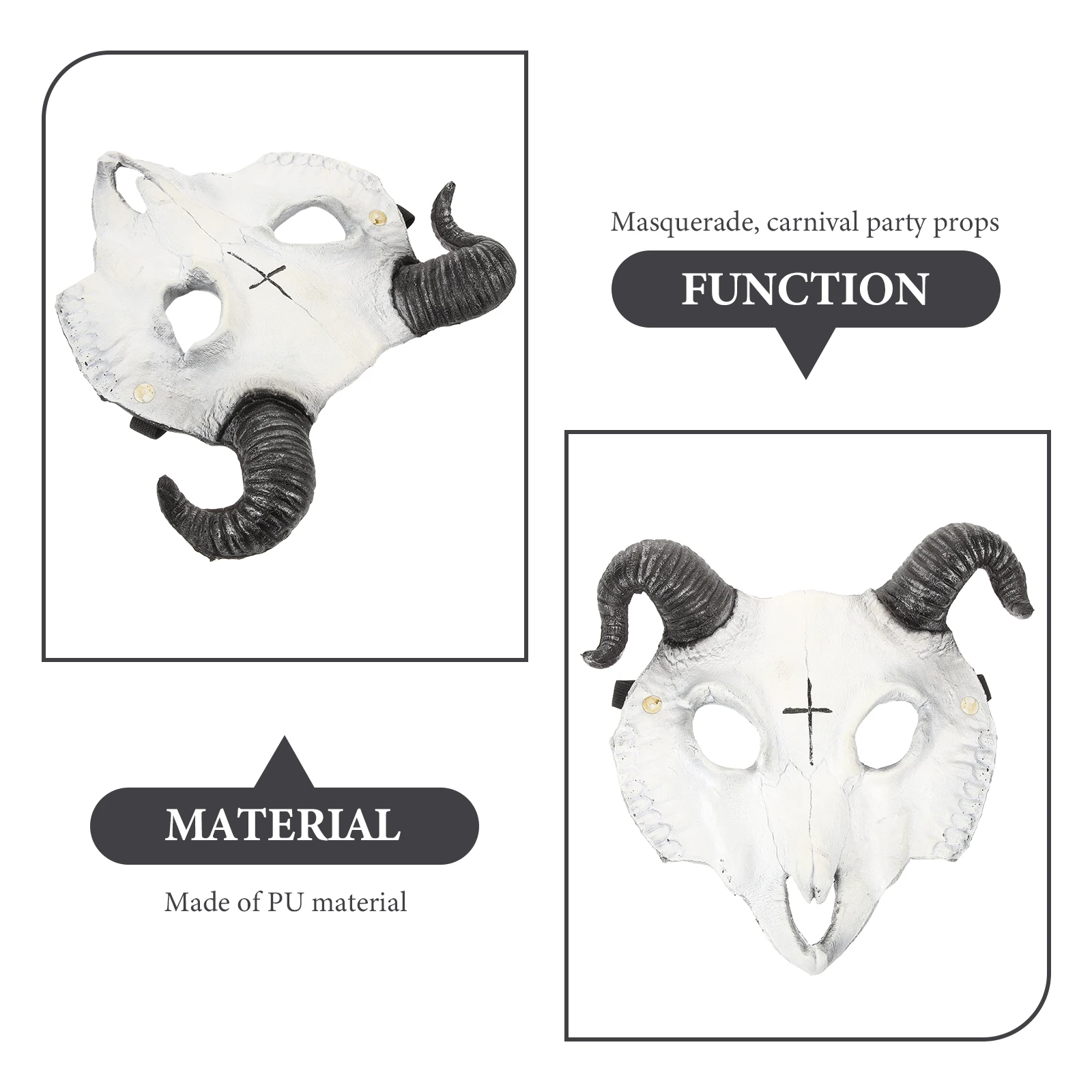 

3D Mask Half Halloween Horror Sheep Costume Skull Cover Dress-up Party Cosplay Demon Man