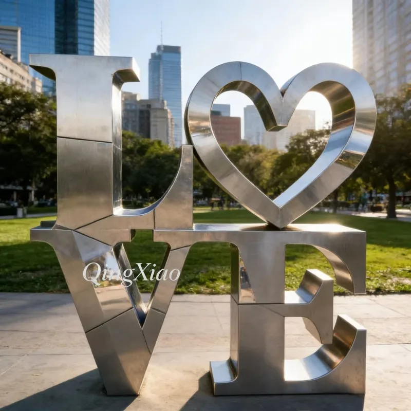 Custom Stainless Steel Letter Love Sculpture Outdoor Landscape Ornament Wedding Venue Tourist Attraction Park Pedestrian Street