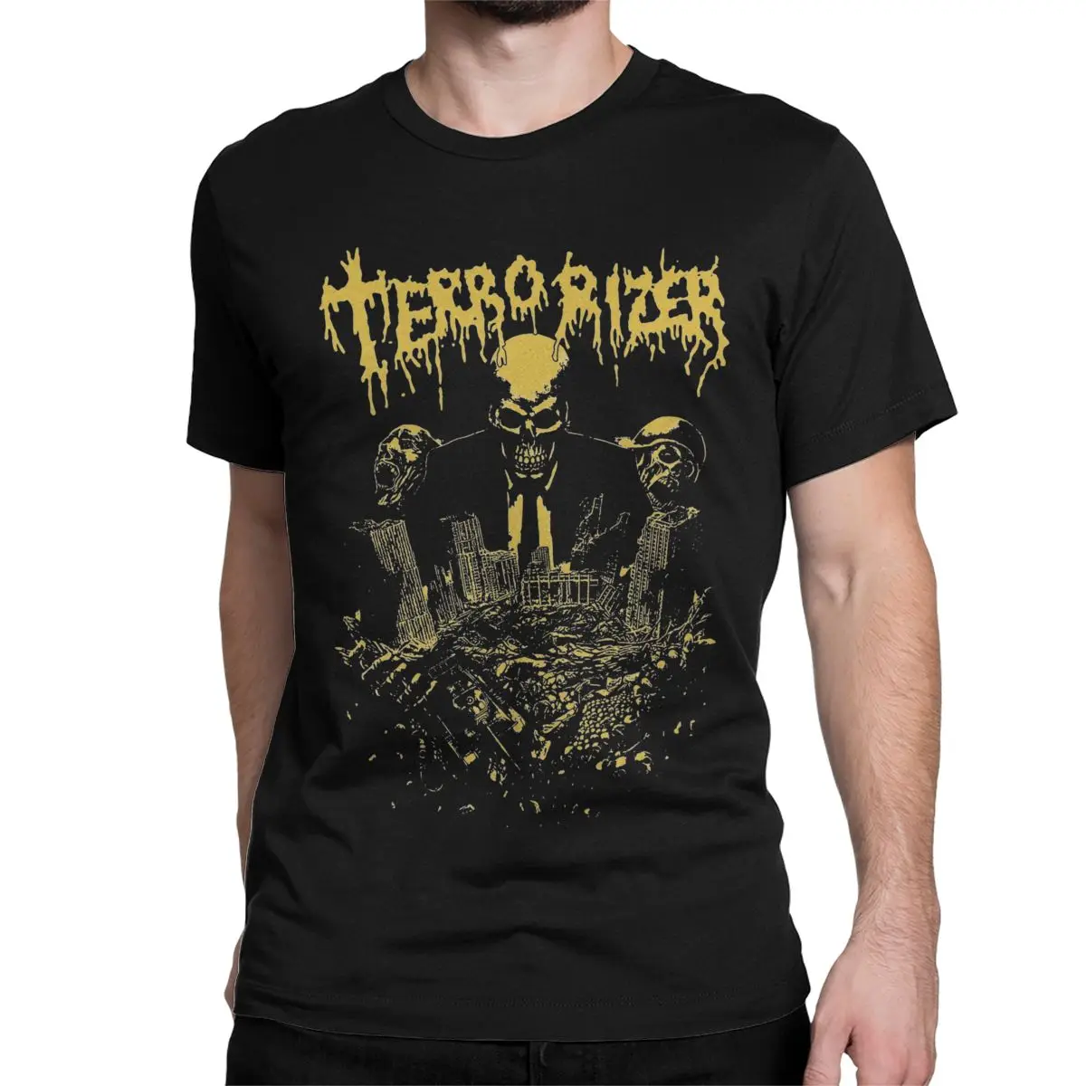 Vintage Black Metal Band Rock Music T-Shirts Men Women Crewneck Pure Cotton T Shirt Terrorizer Short Sleeve Tees Gift Clothes