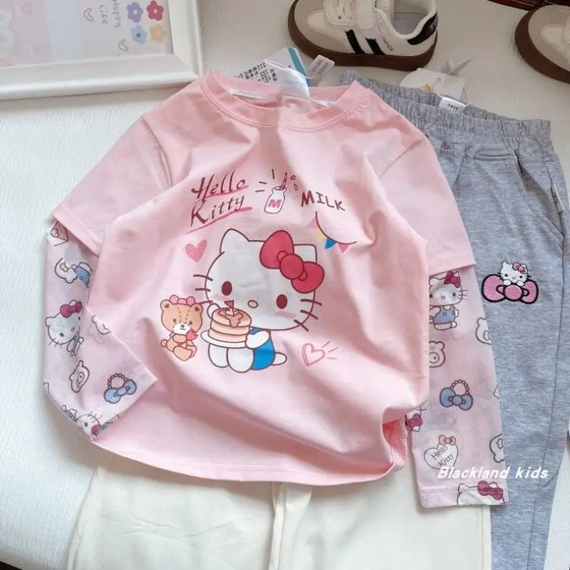 

Sanrio Girls New Style Short-Sleeved Hello Kitty Baby Outdoor T-Shirt Summer Cool Sun Protection Cartoon Children's Clothing Hot