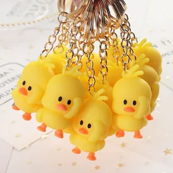 Cute Silicone Little Yellow Duck Keychain Women Girls Mini Cartoon Anime Keyring On Bag Car Trinket Jewelry Wedding Party Gift