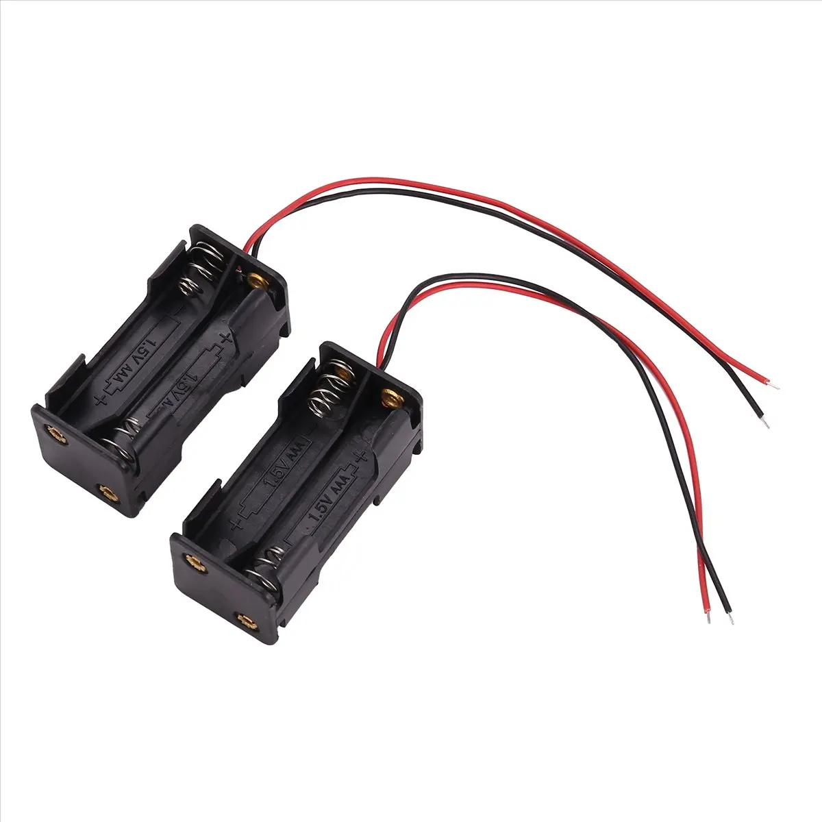 A40I 2pcs Black 2-Layers 4 x 1.5V AAA Battery Holder Case Box w Wire Leads