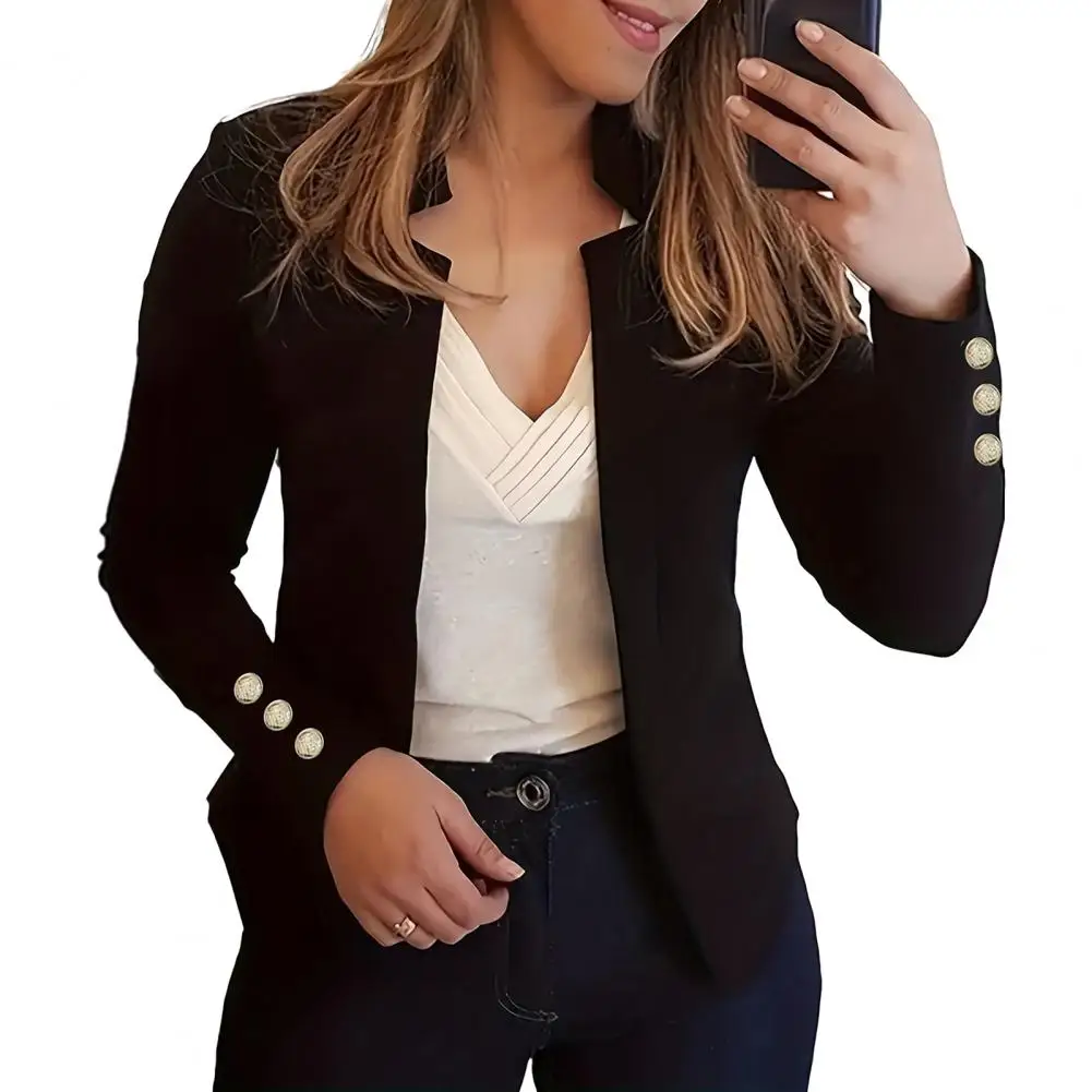 Fashion Autumn Blazer Solid Color Lightweight Women Open Front Casual Jacket Blazer Women Blazer Streetwear