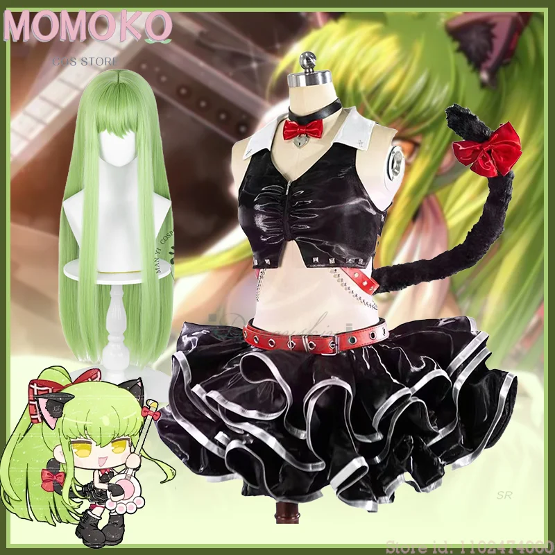 

Женский костюм на Хэллоуин CC Cat Band, косплей, черные кошачьи уши, хвост, мини-юбка, укороченная disfraz Adulto, одежда в стиле аниме