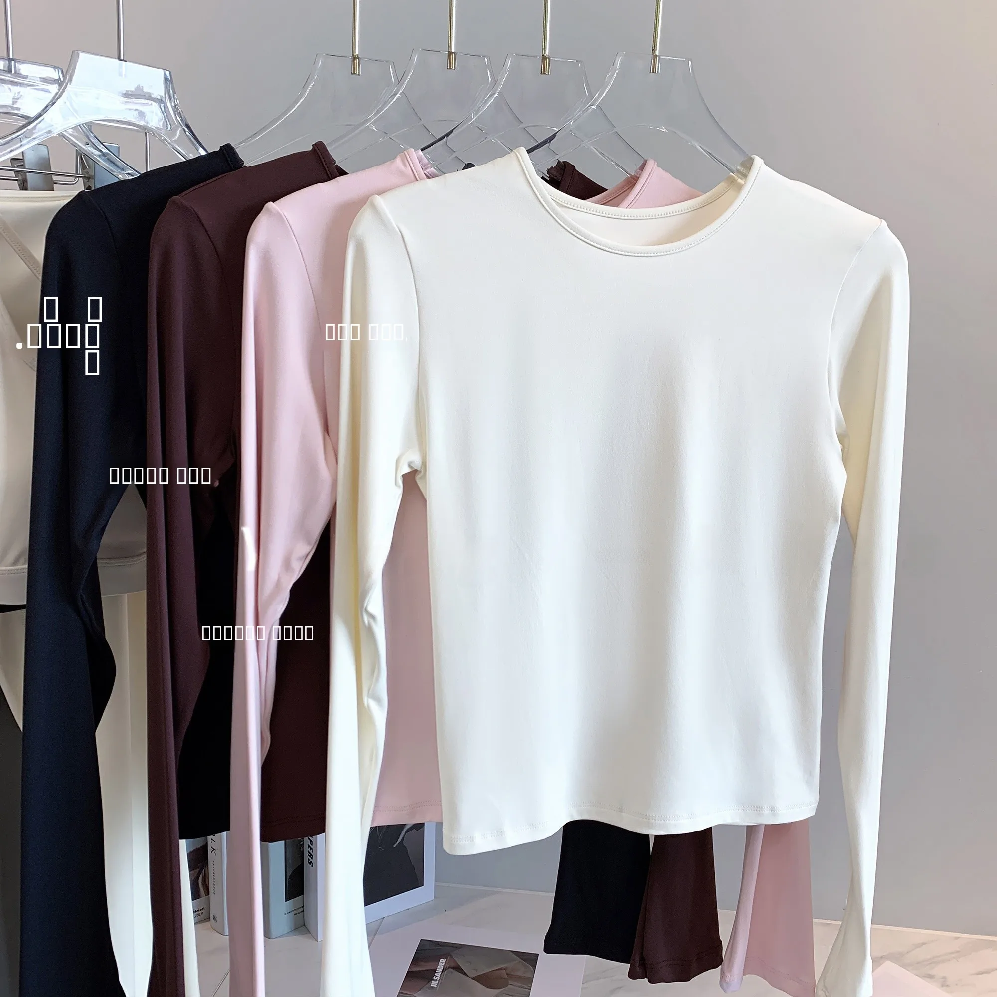 

Slim Fit Long Sve Basic Sle Thin T-irt Women's Faion Fitn round Ne Top Quali Nylon Polyester Ladies Tee