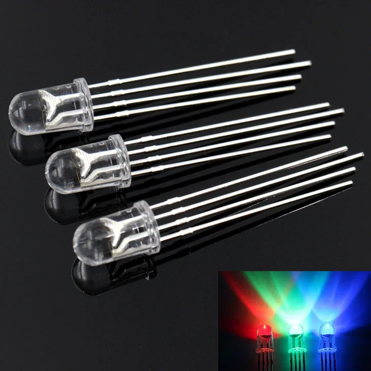 100PCS F5 5MM LED Diode Assorted Kit Straw Hat LED Diodes White Red Blue Green Yellow DIY Light Emitting Diodes