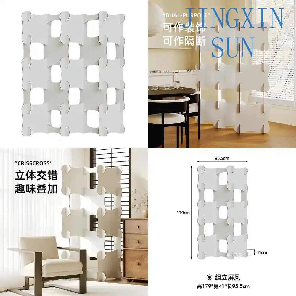 Screen Partition Wall for Office Living Room Entrance Porch Movable Pop Up Art Divider Portable Folding Room Divider for Home
