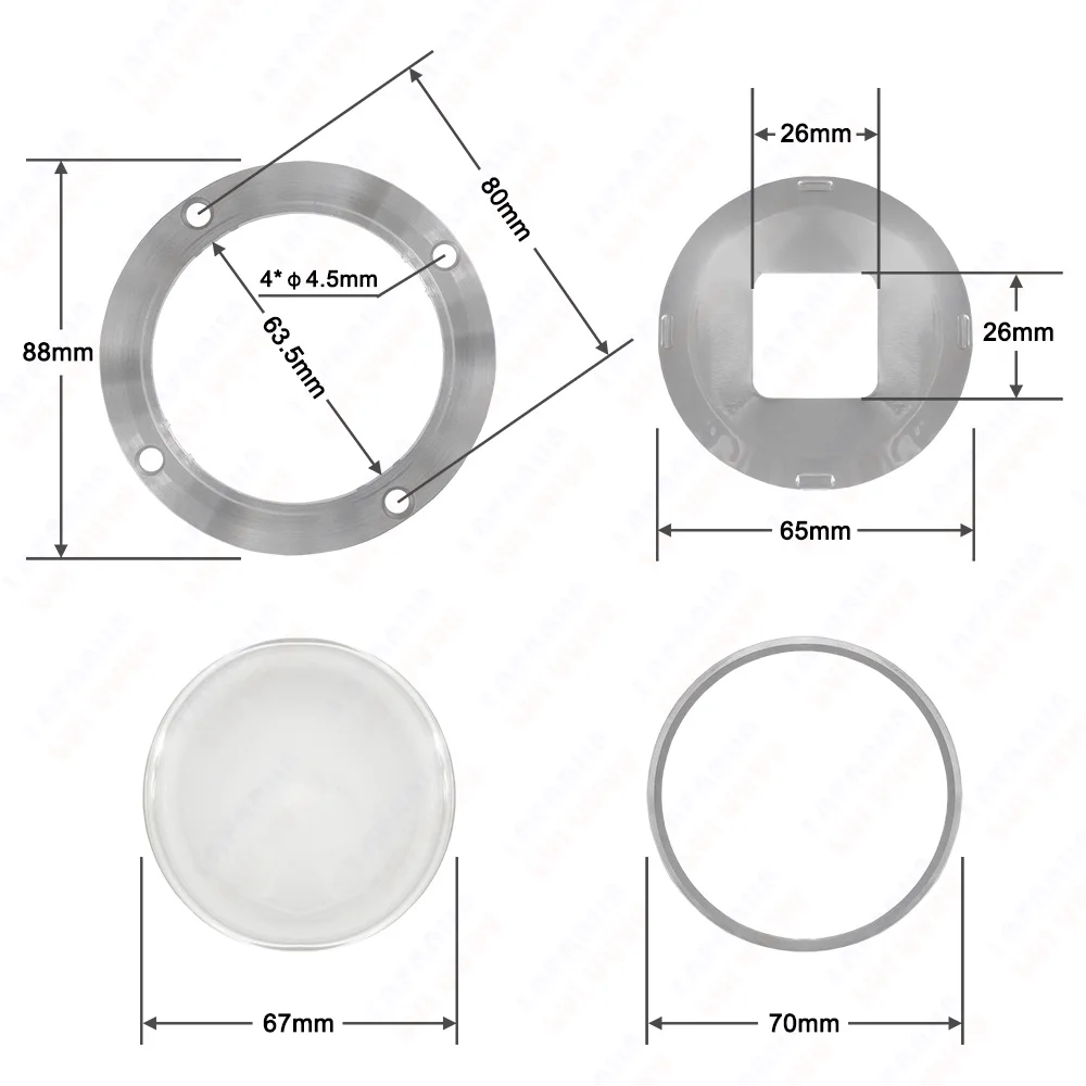 30 45 60 90 120 Degrees LED Lens Optical Glass 67mm + Reflector Collimator + Fixed Bracket For 20W 30W 50W 100W High Power Chip