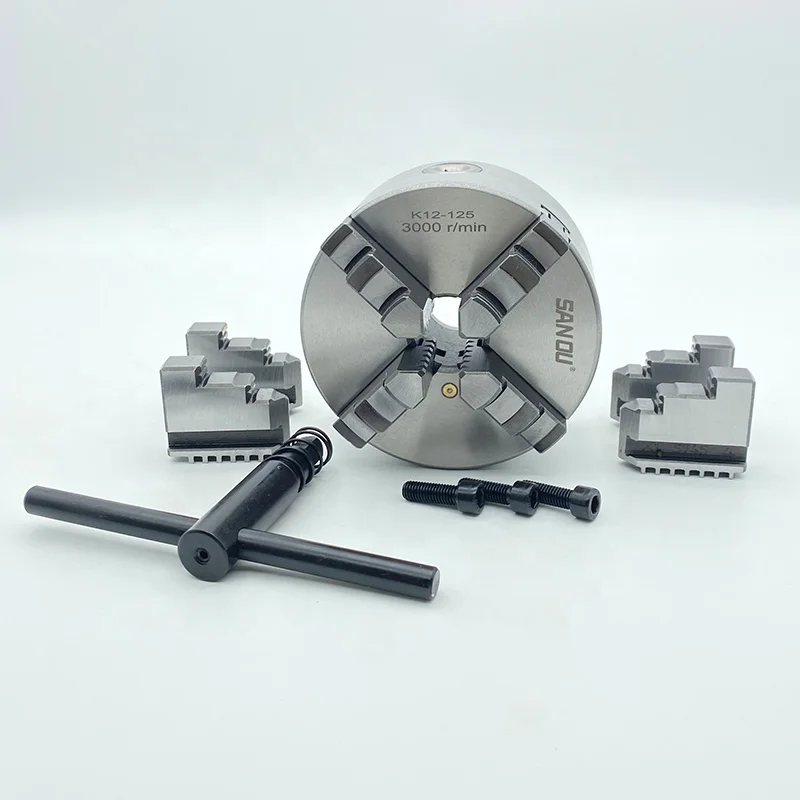 High-precision four-jaw lathe chuck, 125mm,  brand manual chuck, diameter K12-125, self-centering chuck