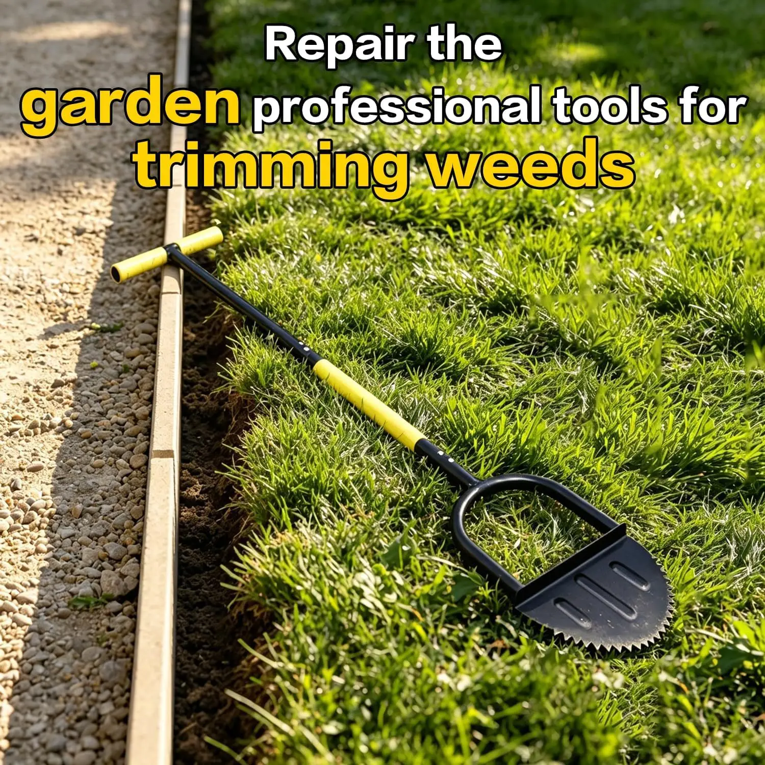 Manual Lawn Edge Trimming Shovel Serrated Lawn Edger With Handle Half Moon Lawn Edge Shovel Step Edging Tool for YardLandscaping