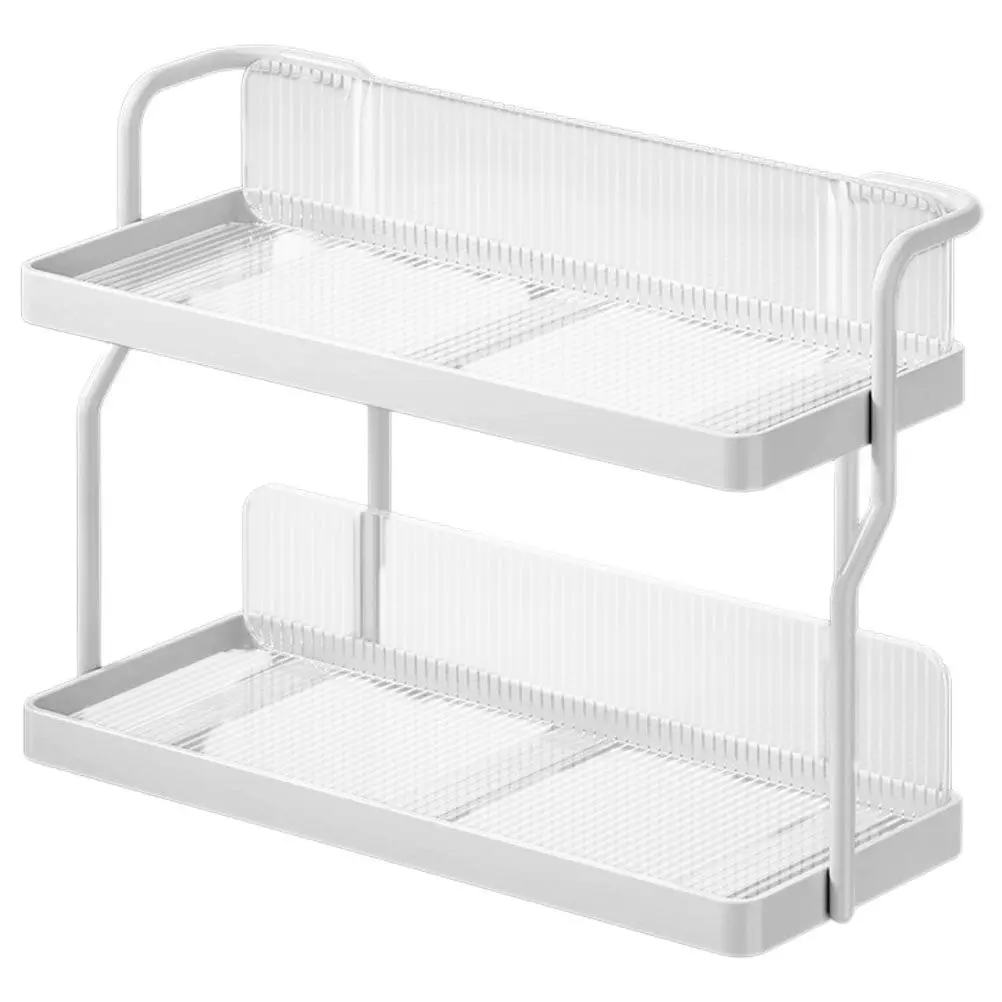

Double-Layer Acrylic Carbon Steel Kitchen Spice Rack Bathroom Toiletry Organizer Countertop 2-Tier Storage Shelf Makeup