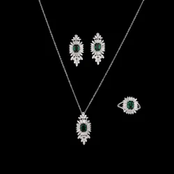 Jewelry Set HADIYANA Ladies Party Wedding Rectangular Necklace Earrings Ring Adjustable Set CN2949 Luxury Designer Jewelry