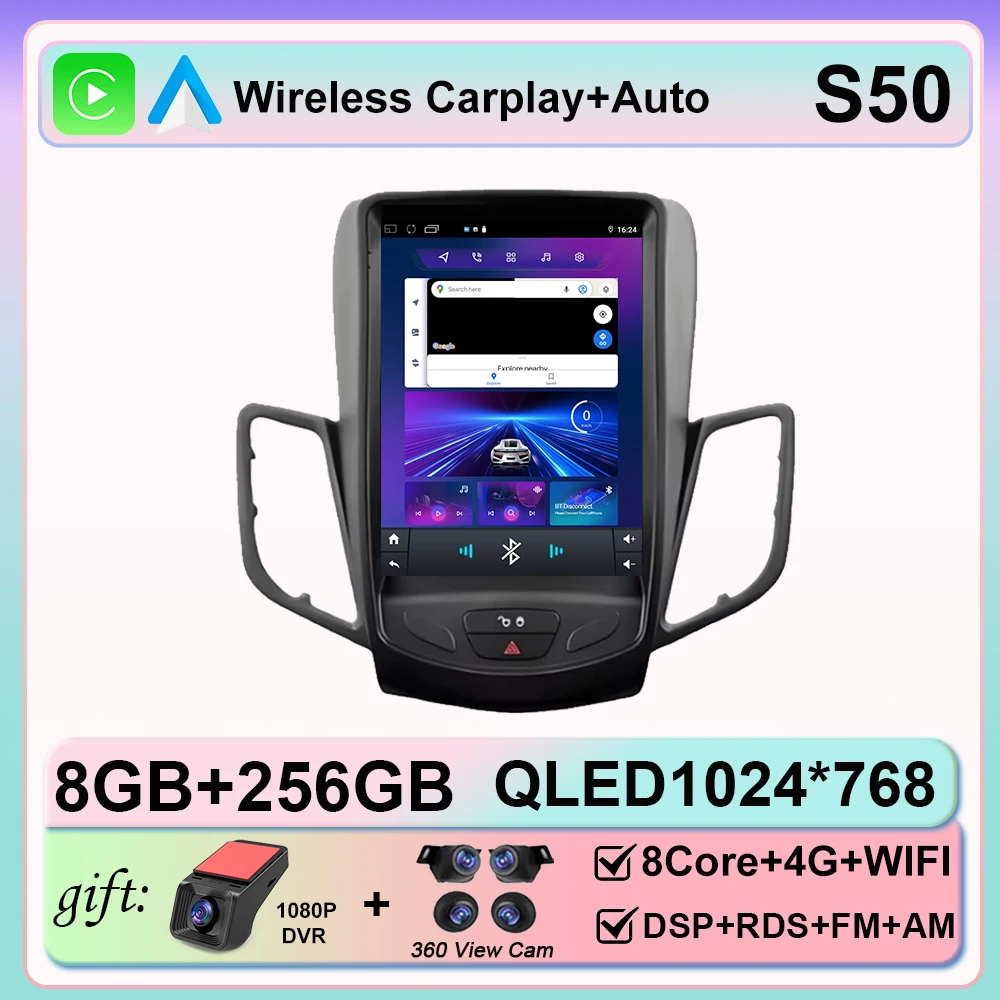 9.7 inch autoradio voor Ford Fiesta MK 7 2008-2019 Android 16 auto multimediaspeler navigatie stereo 4G BT WIFI stereo GPS