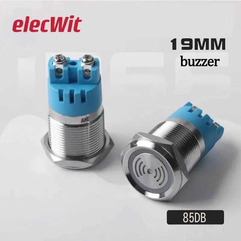 19mm Metal Buzzer Intermittent Flashing Red Light High Decibel Stainless Steel Alarm Buzzes DC12V24V