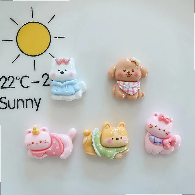 100pcs Kawaii Cartoon Animal Dog Rabbit Resin Flatback Cabochon DIY Accessories Phone Case Hairpin Keychain Scrapbook Decor