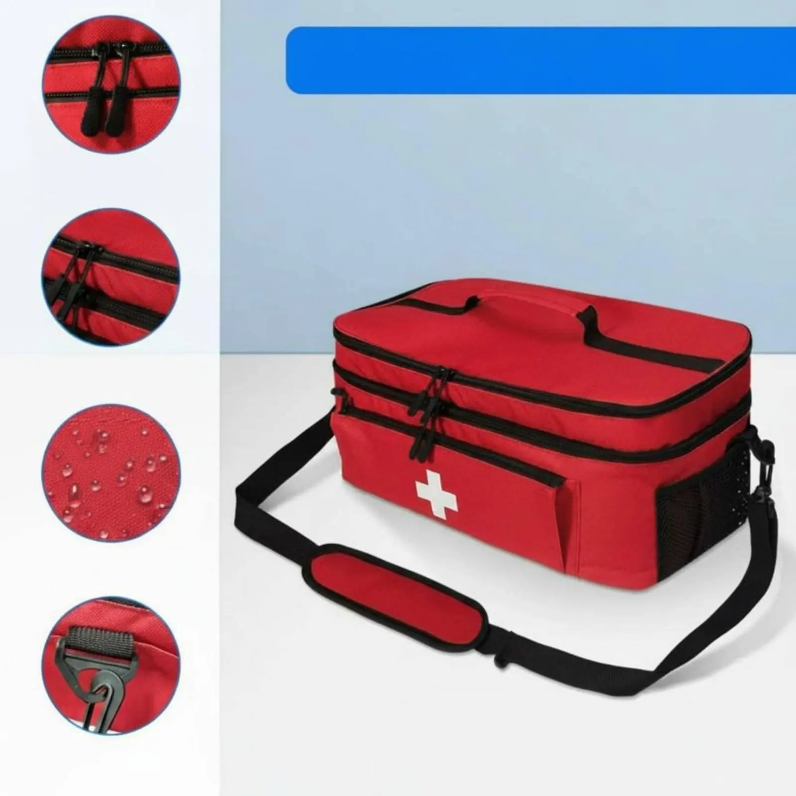 Double Layer Medicine Organizer Waterproof Water-Resistant Lining Travel Tablet Organizer Bag Portable Tablet Bottle Case Sturdy