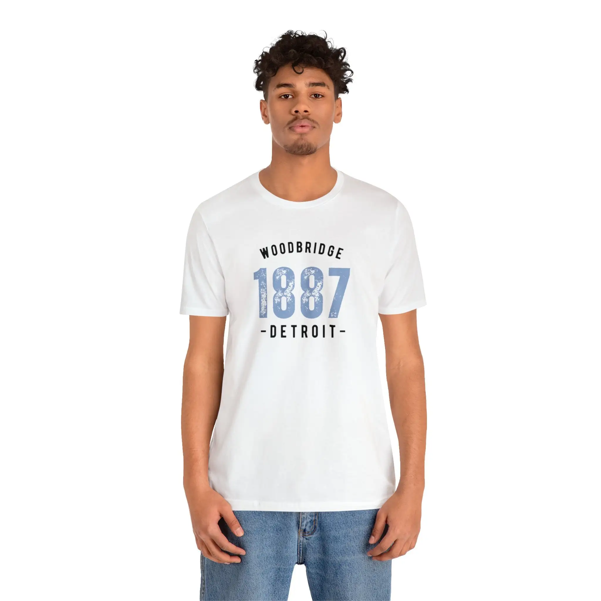 Woodbridge 1887 Lions Blue Detroit Historic Neighborhood T Shirt Jersey