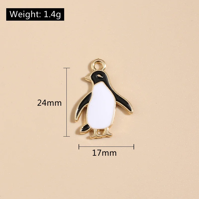 10pcs Gold Color 24x17mm Cute Enamel Penguin Charms Animal Pendant Fit Necklace Earring Handmade Jewelry Making Finding Supplies