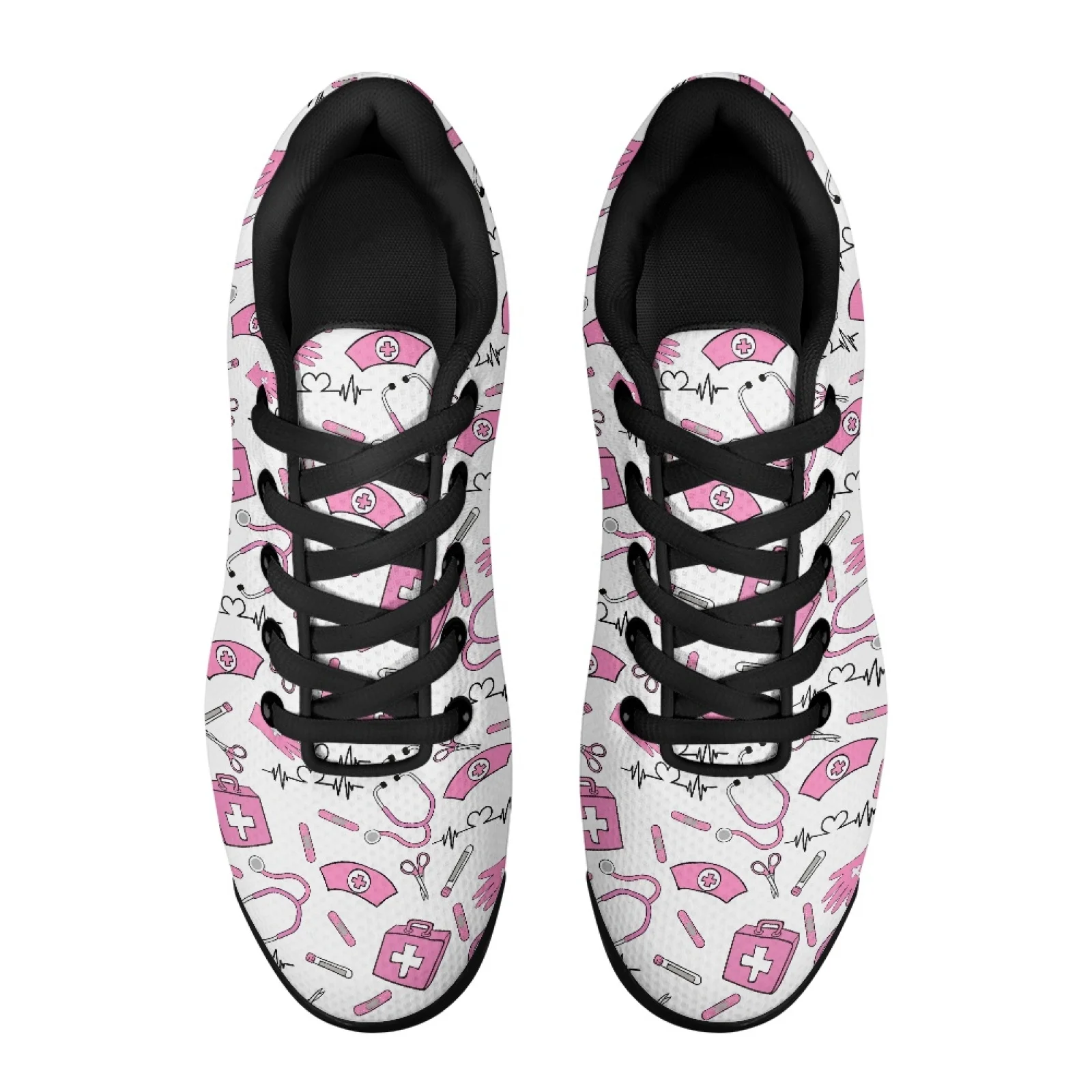 PENSTROLL Pink Medical Pattern Breathable Gym Training Walking Shoes for Fitness Mesh Sport Shoes Men's Fashion Sneaker