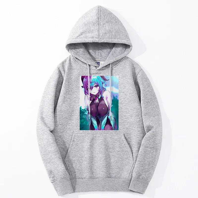 Waifu material print mens hentai anime hoodies sweatshirt anime girl long sleeve new casual pullover streetwear Korean fashion