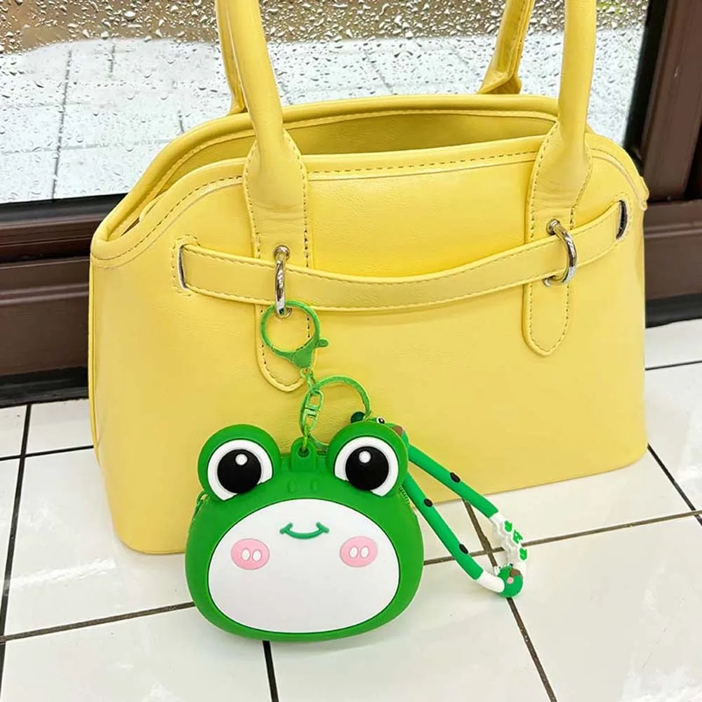 

Versatile Portable Hamburger Coin Purse Key Ring Waterproof Green Frog Storage Bag Mini Pizza Keychian Earphone Bag Student