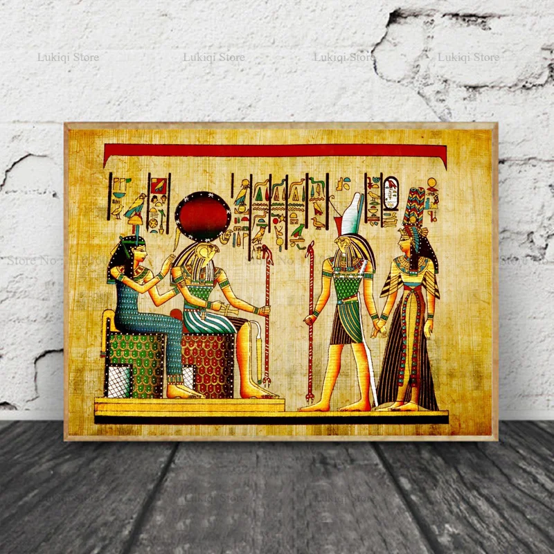 Poster Prints Egypt Papyrus Pharaoh Character Ornaments Vintage Gift Canvas Oil Painting Wall Art Picture Living Room Home Decor