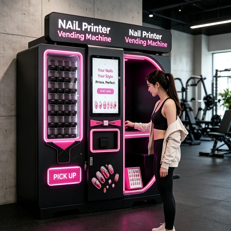 Cloud-Connected Nail Printing Vending Machine, Self-Service Touch Screen Printer for Custom Art, Beauty Center
