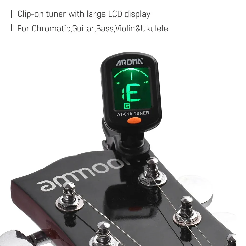 Guitar Tuner AT-01A/101 Foldable Rotatable Clip-on Tuner High Sensitivity for Bass Ukulele Chromatic Guitar Accessories