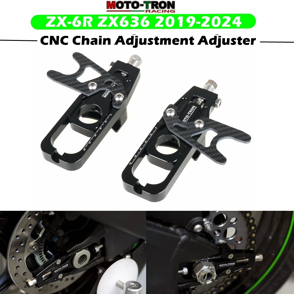 

For KAWASAKI ZX6R ZX636 2019-2024 ZX-6R Motorcycle CNC Aluminum Alloy Carbon fiber board Chain Adjustment Adjuster