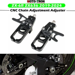 For KAWASAKI ZX6R ZX636 2019-2024 ZX-6R Motorcycle CNC Aluminum Alloy Carbon fiber board Chain Adjustment Adjuster