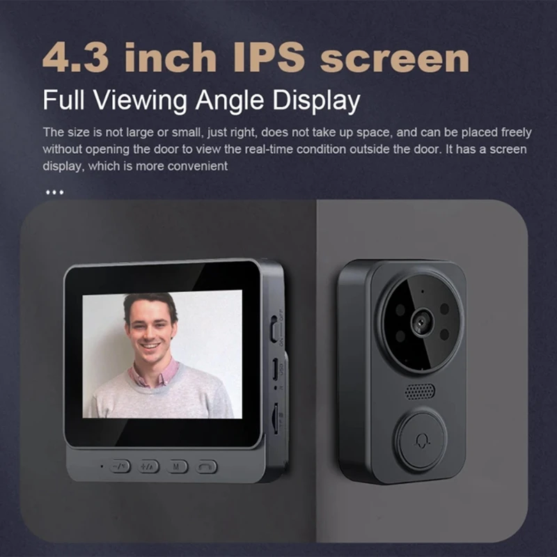 ออดไร้สายการมองเห็นได้ในเวลากลางคืนอินฟาเรด2.4G, กริ่งหน้าประตูไร้สายขนาด4.3นิ้วกล้องอินเตอร์คอมแบบสองทางติดตั้งง่าย