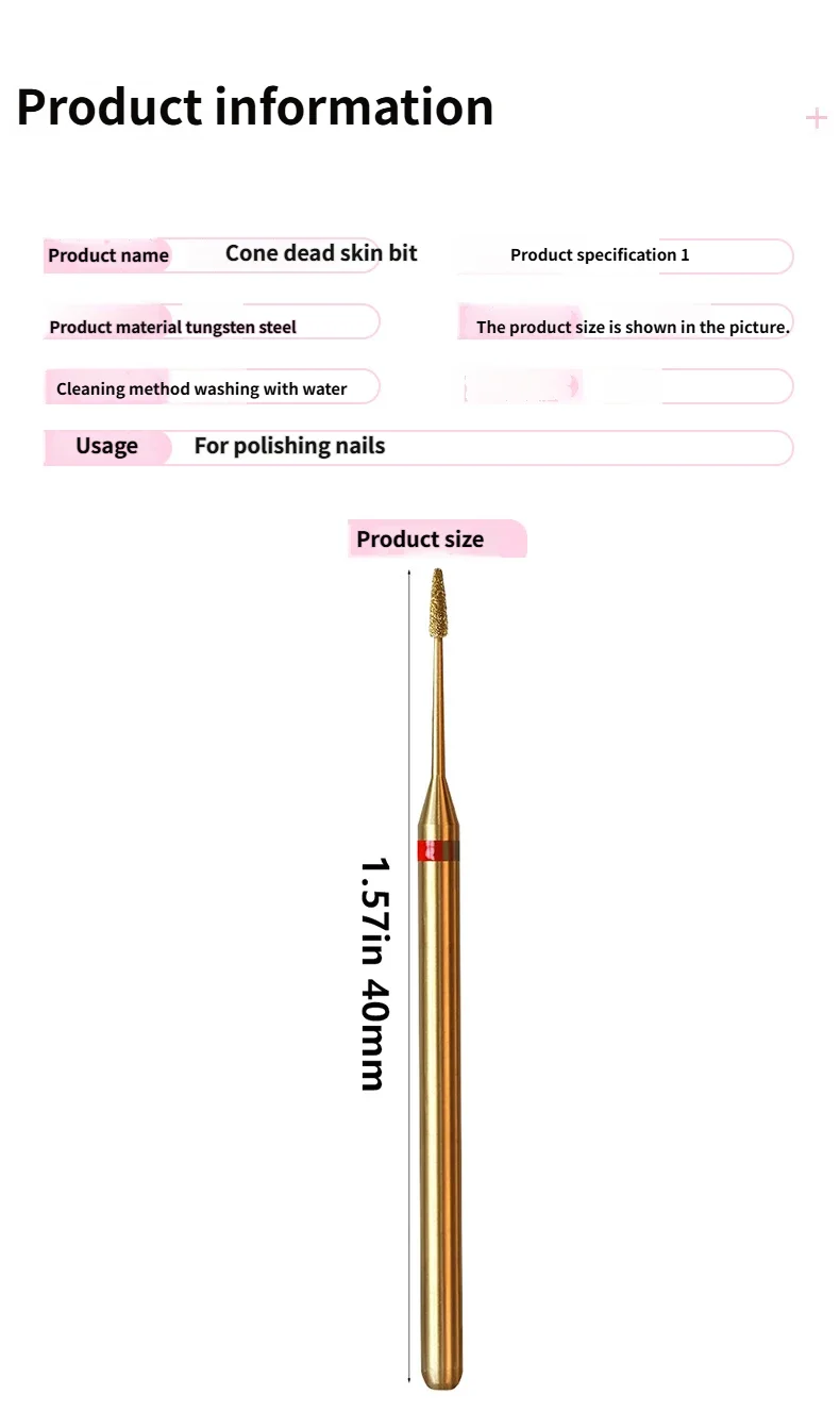 Torcia a forma di mandrino Punte da trapano per unghie diamantate Pro Punta per cuticole russa per unghie Pelle morta Detergente per cuticole Unghie Strumento di pretrattamento