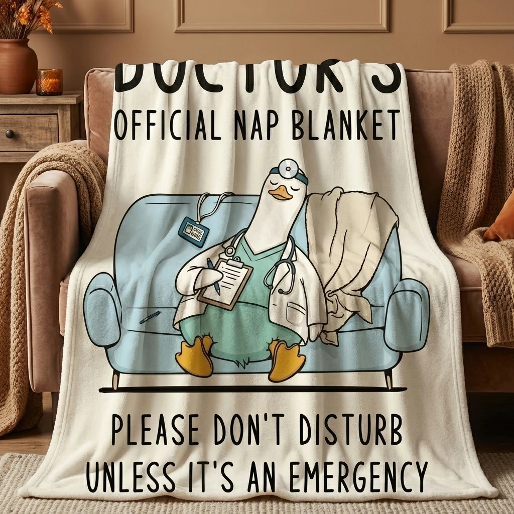 

Medical Worker "Don't Disturb Unless Emergency" Flannel Throw Blanket, Humorous Gift for Doctors & Nurses