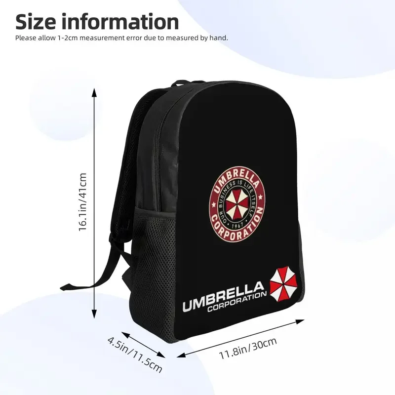 Benutzerdefinierte Umbrella Corporation Rucksäcke für Damen und Herren, Schule, Studenten, Büchertasche, Laptop, rundes Abzeichen, Videospiel-Liebhaber-Taschen