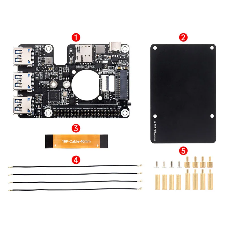 Raspberry Pi 5 PCIe a M.2 4G/5G USB 3,2 HUB para SIMCom Quectel 4G/5G módulos