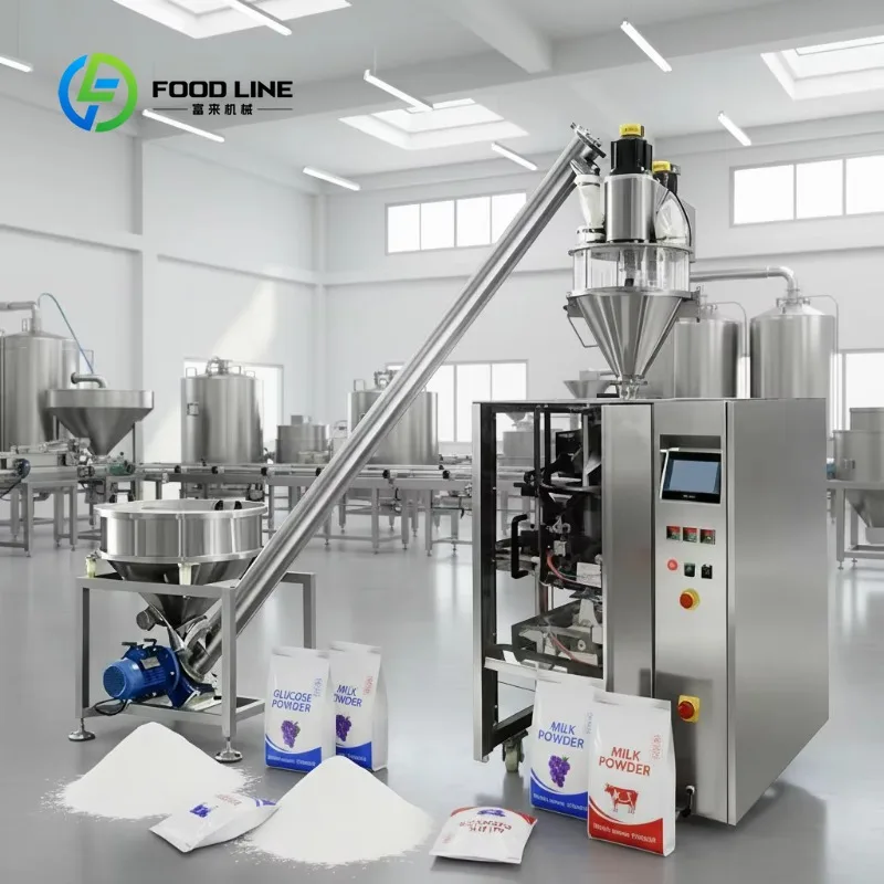 Customized Automatic Vertical Packer for Glucose Powder with Reliable Integrated Filling Sealing Food Processing Use