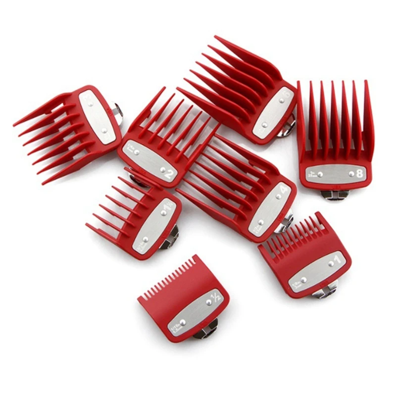 8Pcs Cutting Guide Comb For Wahl With Metal Clip 3171-500,Fits For Multiple Size Wahl Clippers