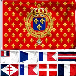 France Sea Land And Air Military Flag 21x14cm Army During Bourbon Restoration 3X5FT FR Naval Kingdom (Galley Ensign) Banner