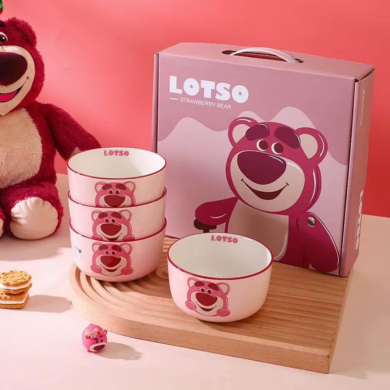

Strawberry Bear Lotso Ceramic bowl gift box set High-appearance-level Ceramic tableware supplies Cute children's Adult tableware
