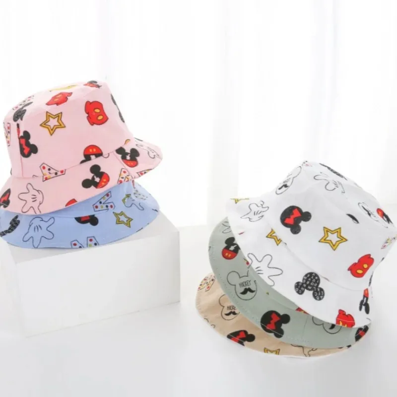 Nieuwe Mickey Minnie Mouse Katoen Opvouwbare Emmer Hoed Unisex Outdoor Zonnebrandcrème Hoed Jongens Meisjes Kinderhoed Voor Kinderen Gift